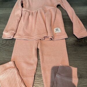 Pink Ribbed Two-Piece Set